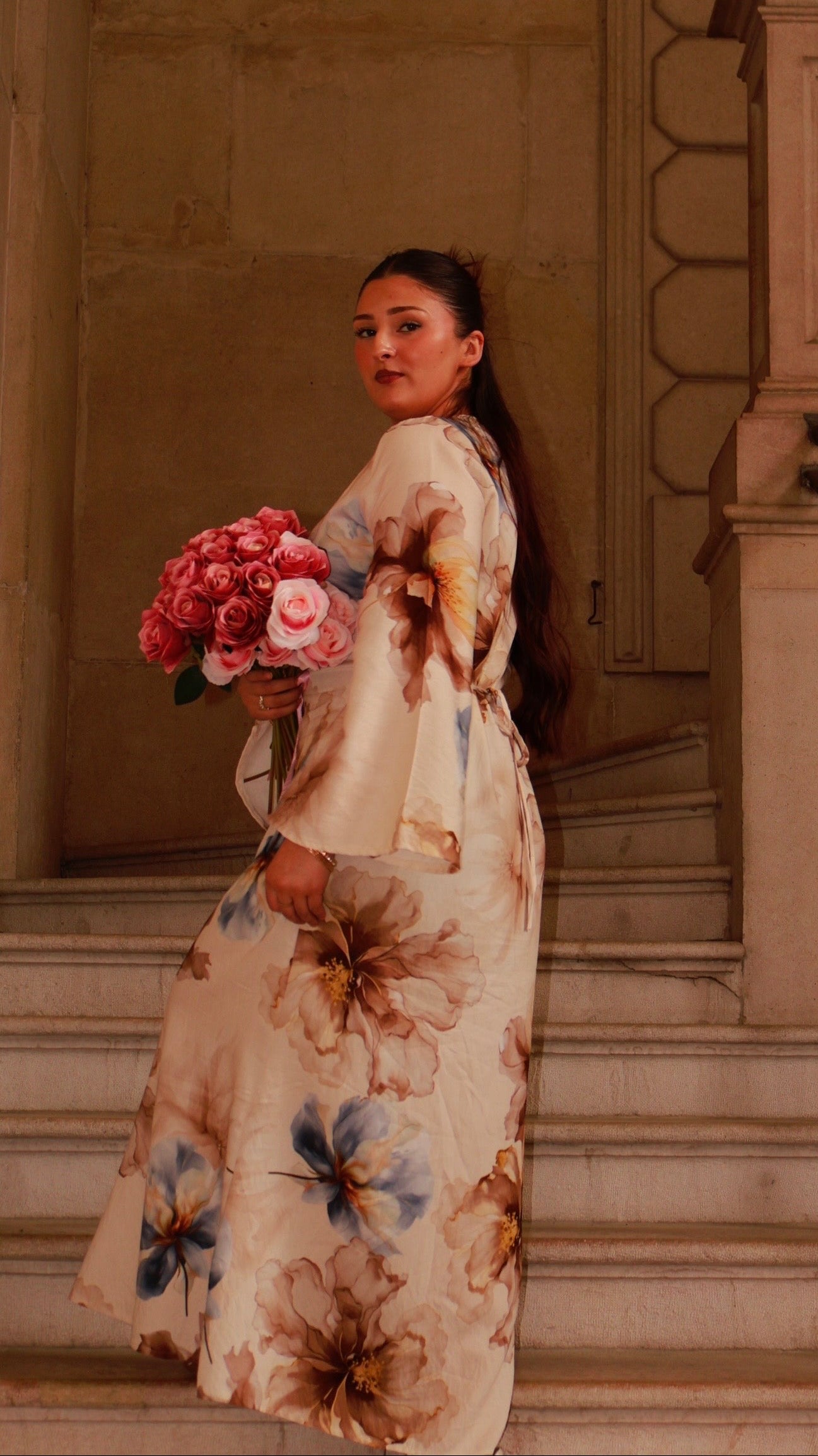 Floral Dress - Beige Bloom