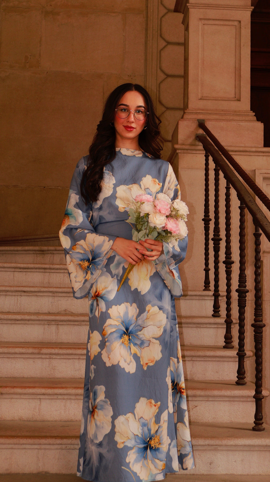 Floral Dress - Light Blue