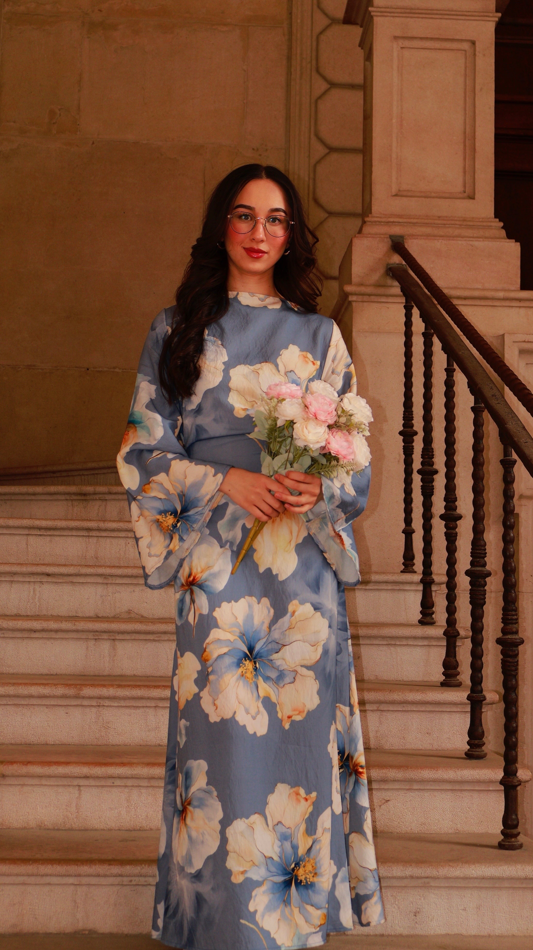 Floral Dress - Light Blue