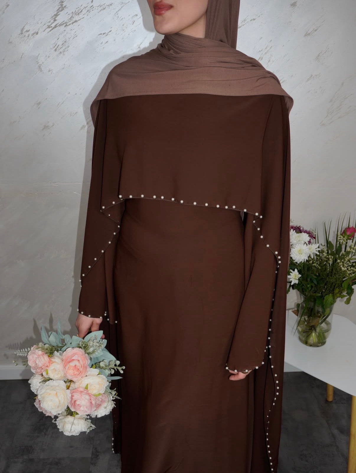 Perlenkleid Aaliyah - braun