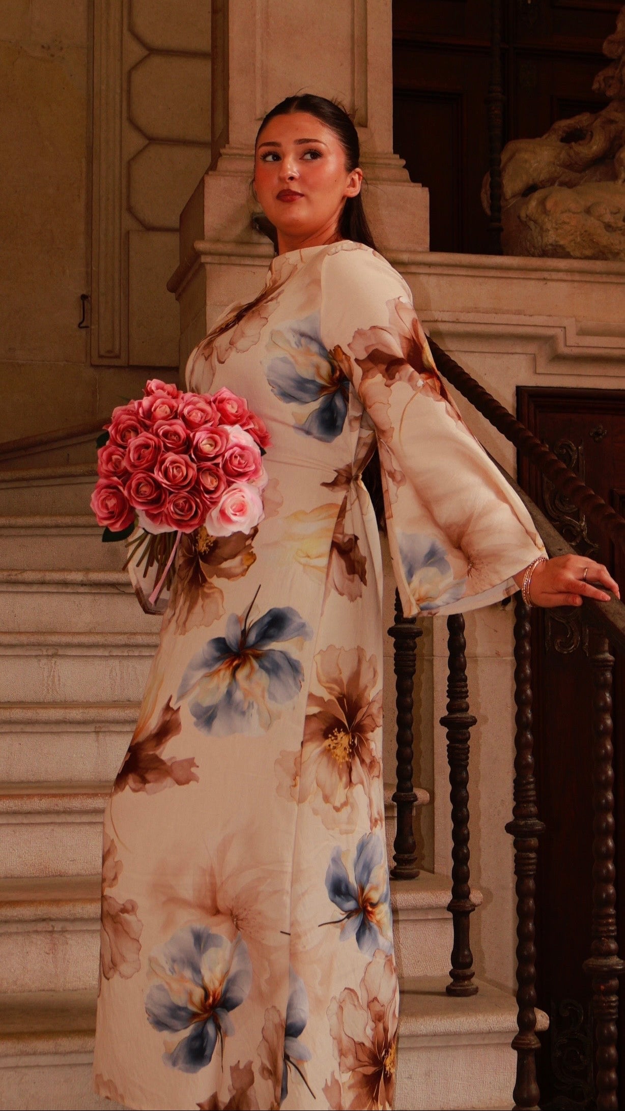 Floral Dress - Beige Bloom