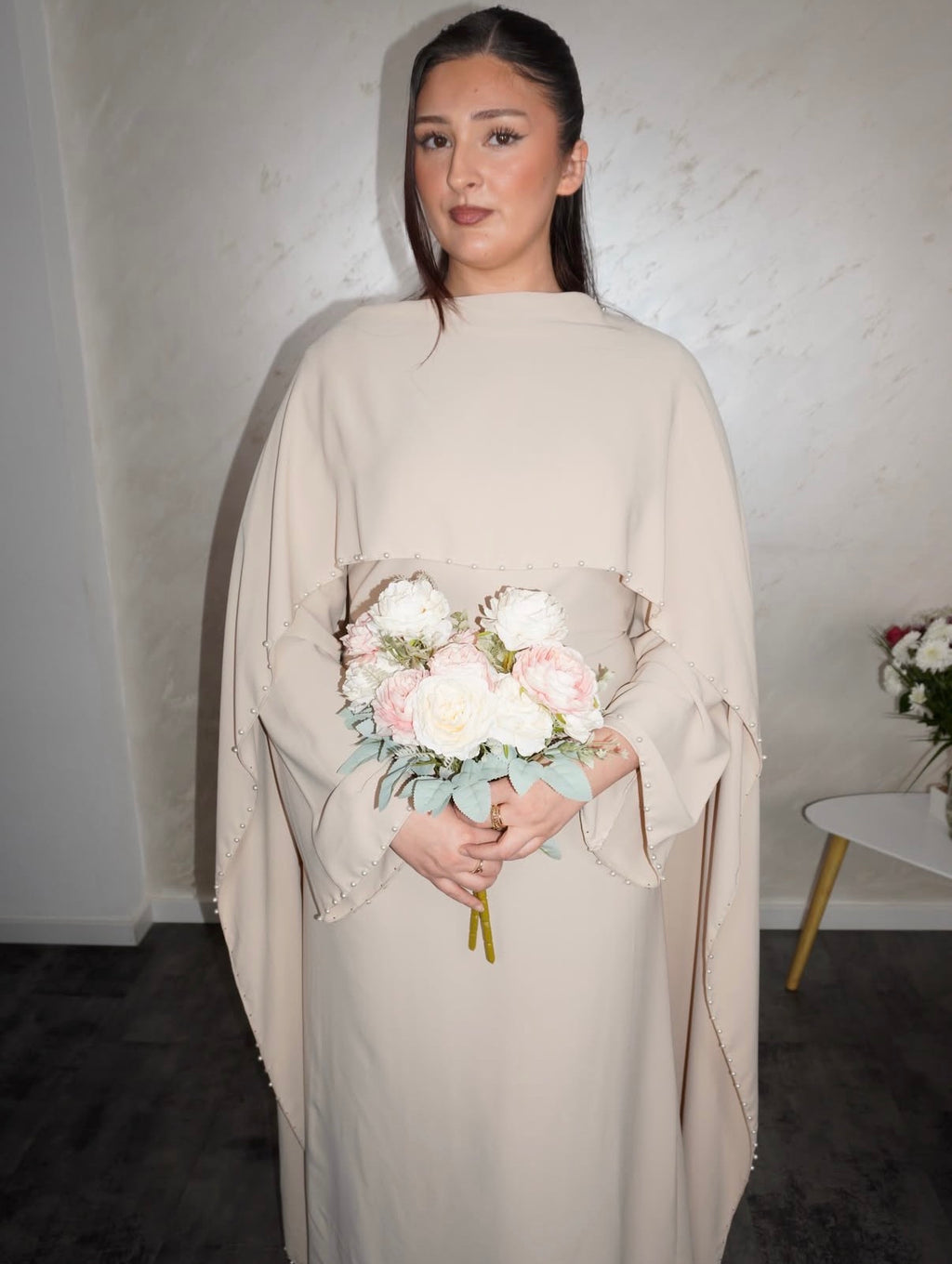 Perlenkleid Aaliyah - beige