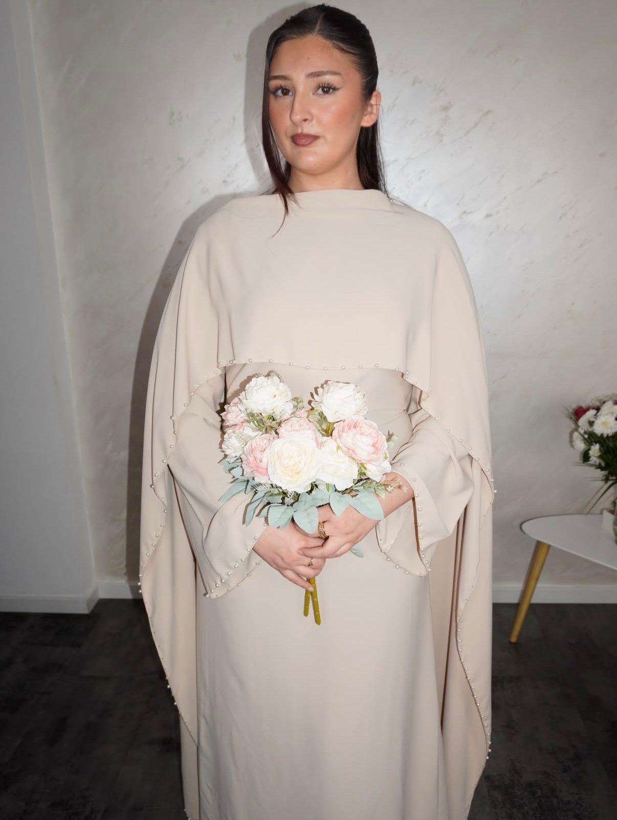 Perlenkleid Aaliyah - beige