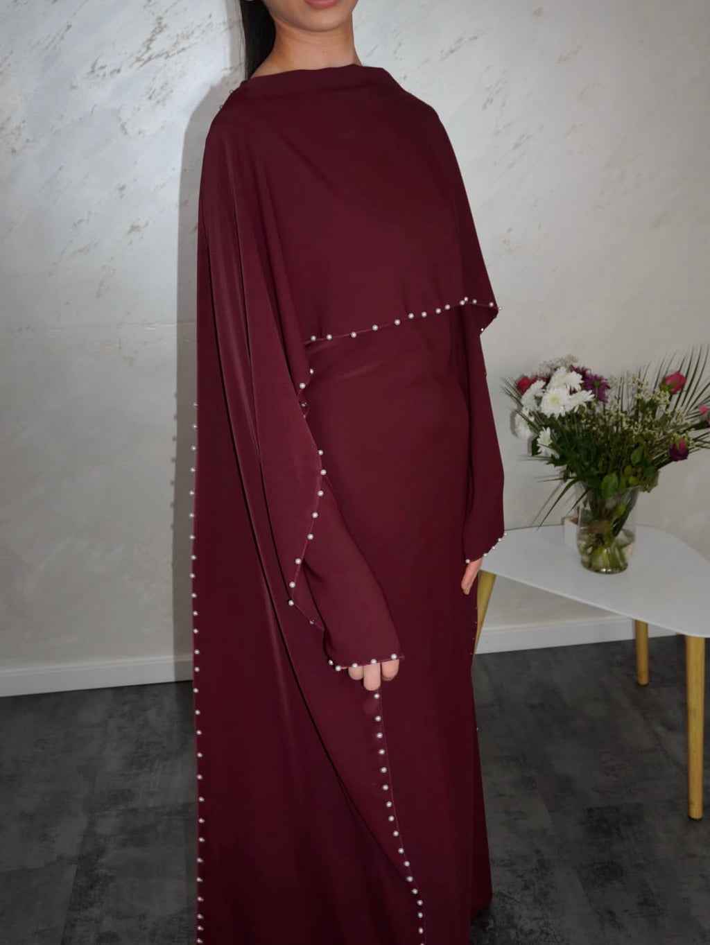 Perlenkleid Aaliyah - bordeaux
