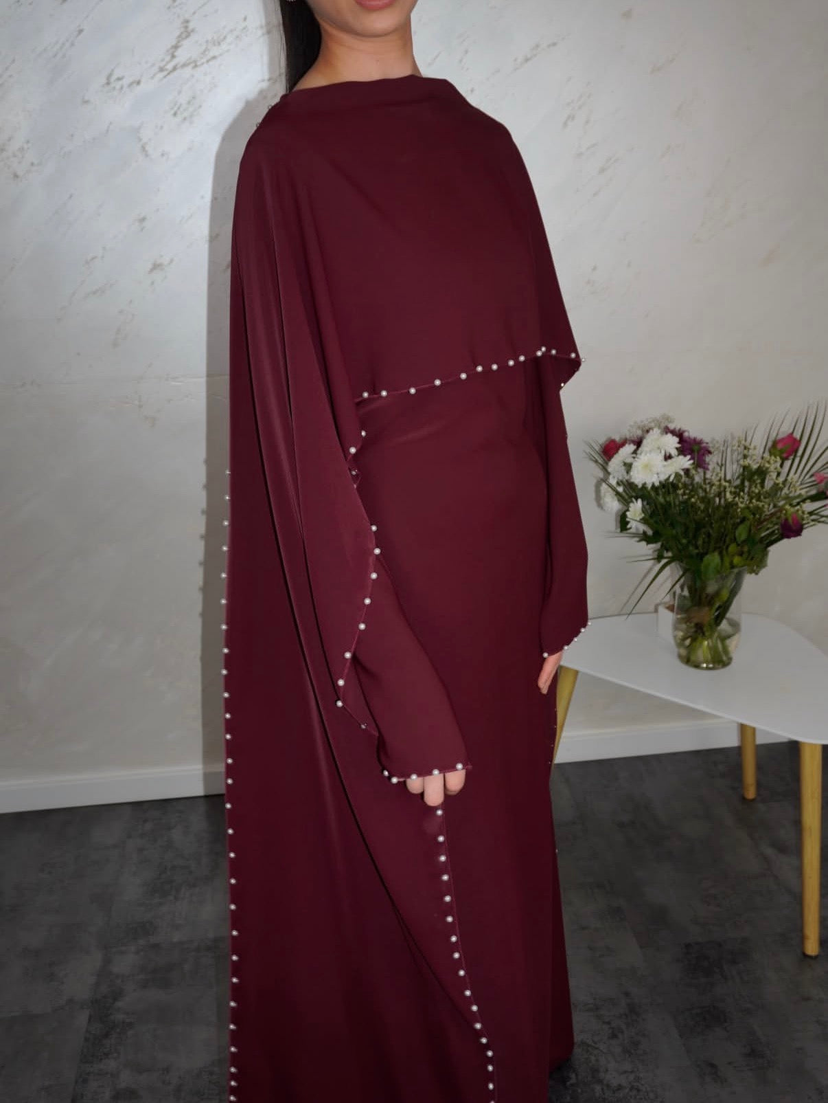 Perlenkleid Aaliyah - bordeaux