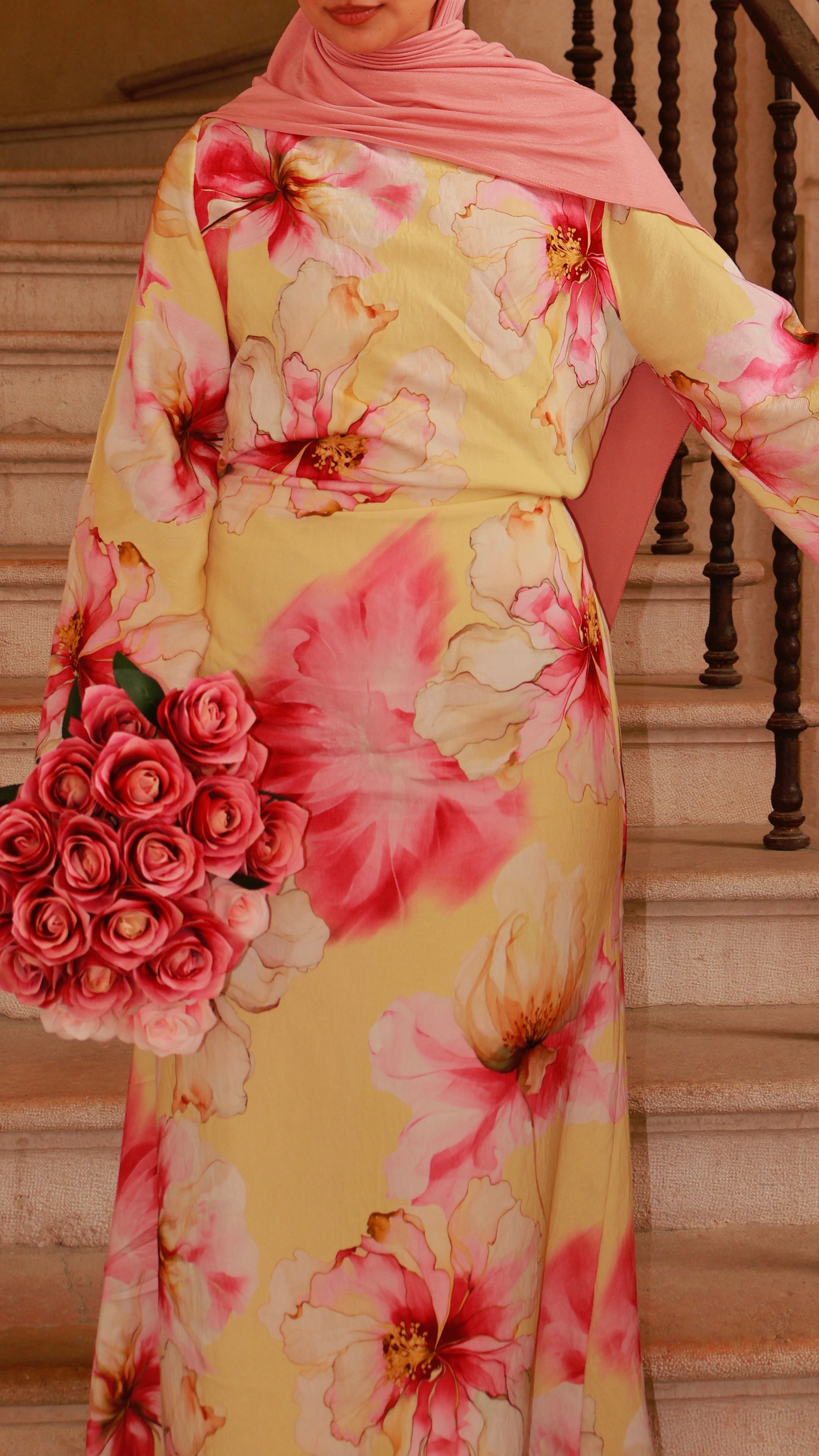 Floral Dress - Soft Yellow