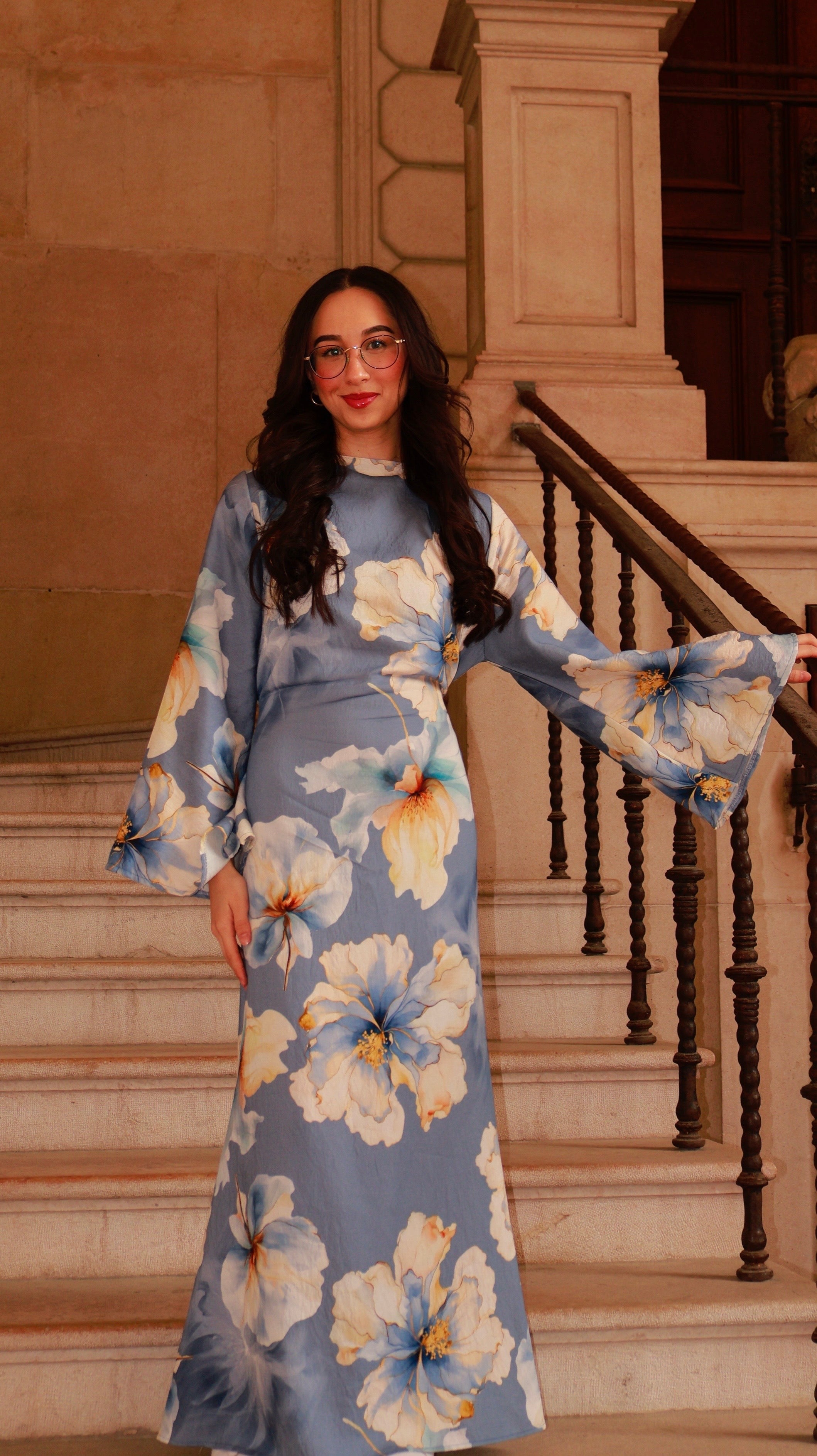 Floral Dress - Light Blue