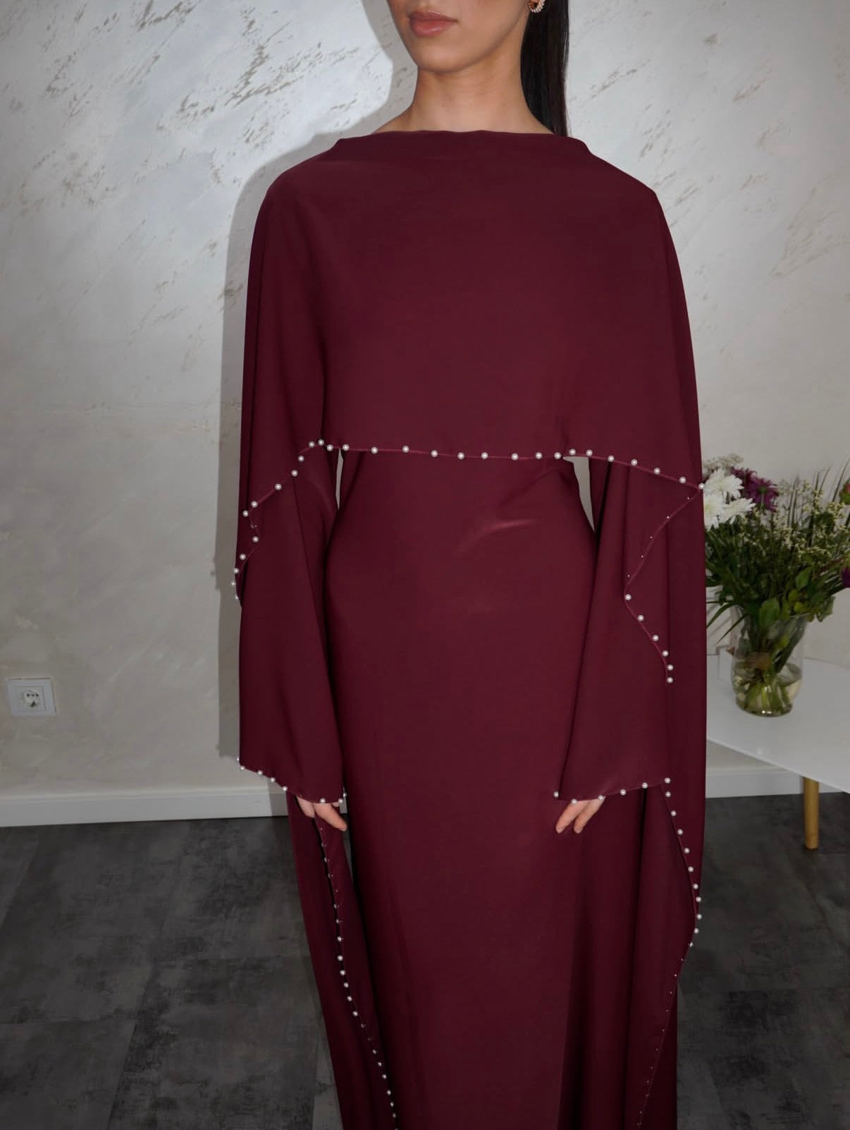 Perlenkleid Aaliyah - bordeaux