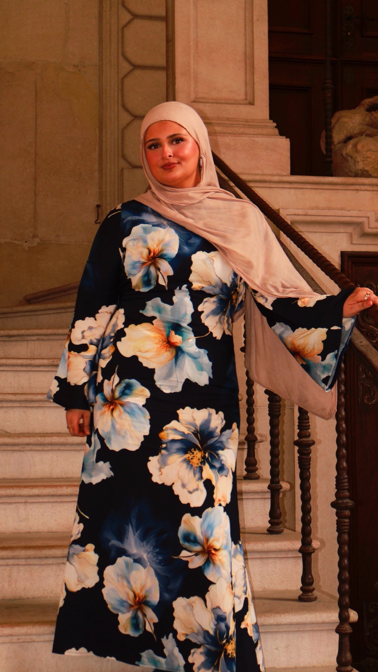 Floral Dress - Dark Blue
