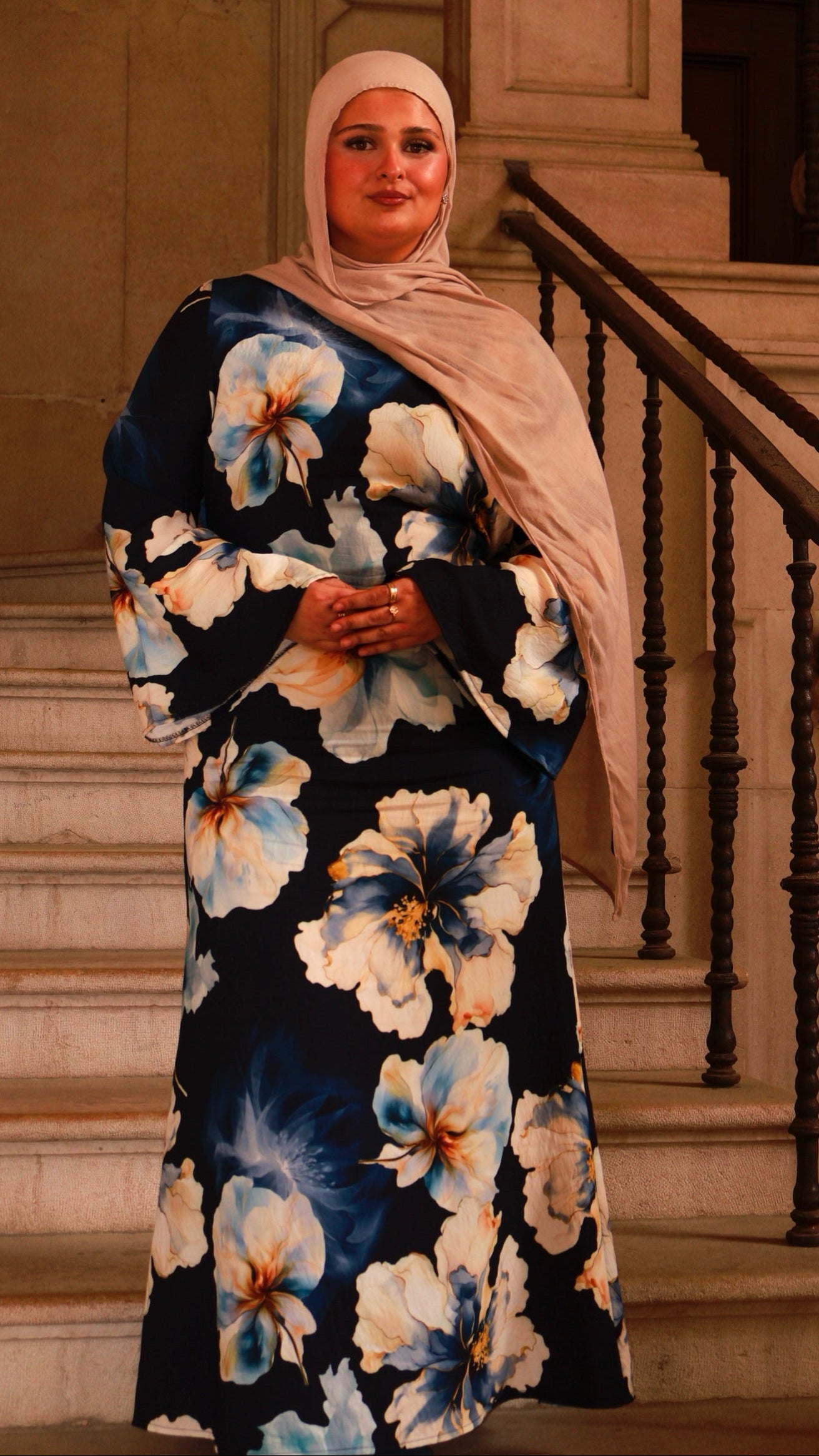 Floral Dress - Dark Blue