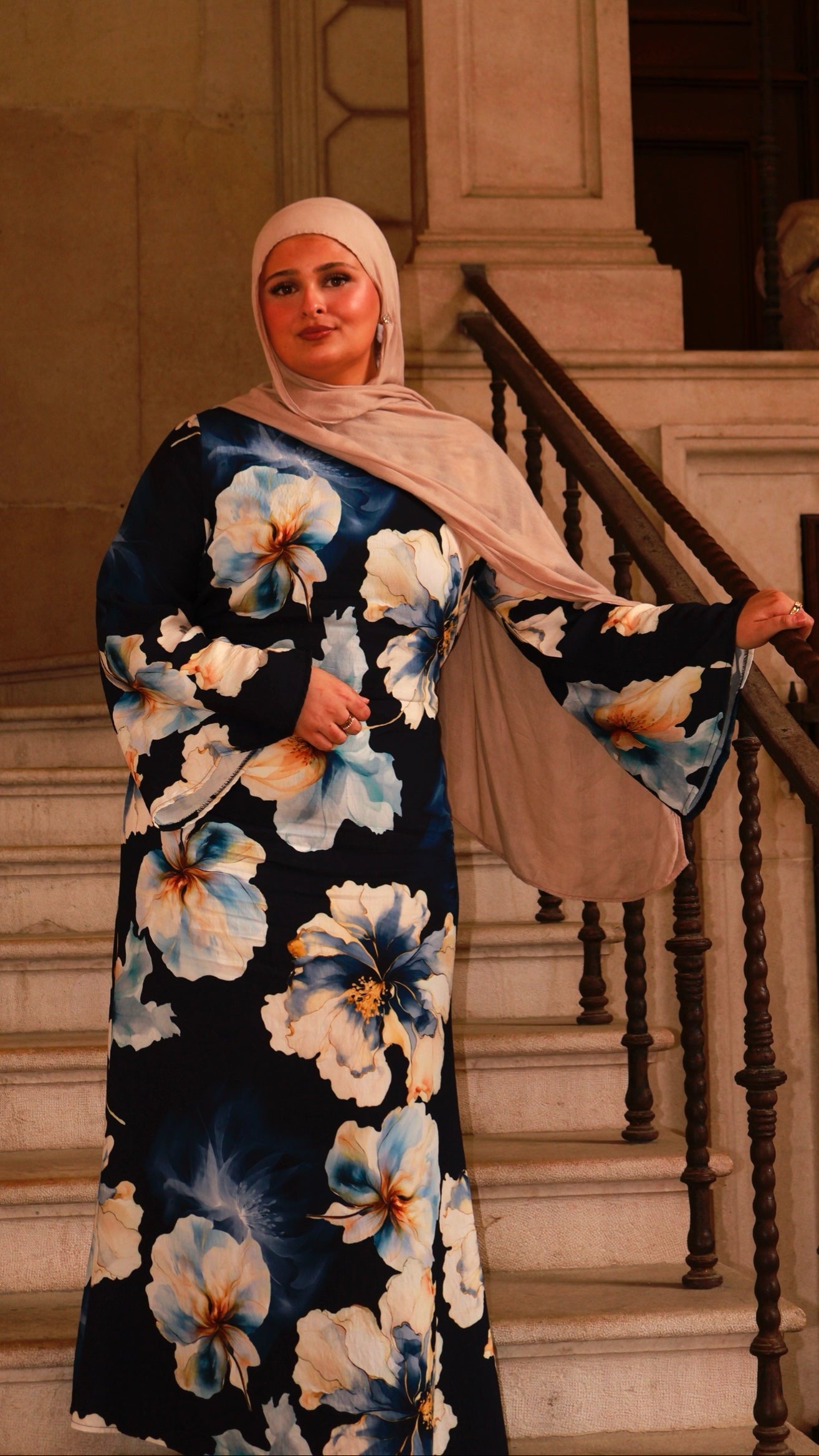 Floral Dress - Dark Blue